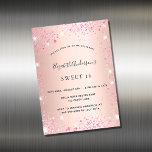Sweet 16 Rose Gold Rosa Glitzer Einladungsmagnet Magnetkarte<br><div class="desc">Ein moderner,  stilvoller und glamouröser Einladungs-Magnet für eine süße 16.,  16. Geburtstagsparty. Ein Imitat Rose gold metallische Hintergrund mit rosa Imitat Glitzer. Der Name ist mit einem modernen handgeschriebenen Stilskript geschrieben. Personalisieren Sie Ihre Party-Daten und fügen Sie sie hinzu.</div>