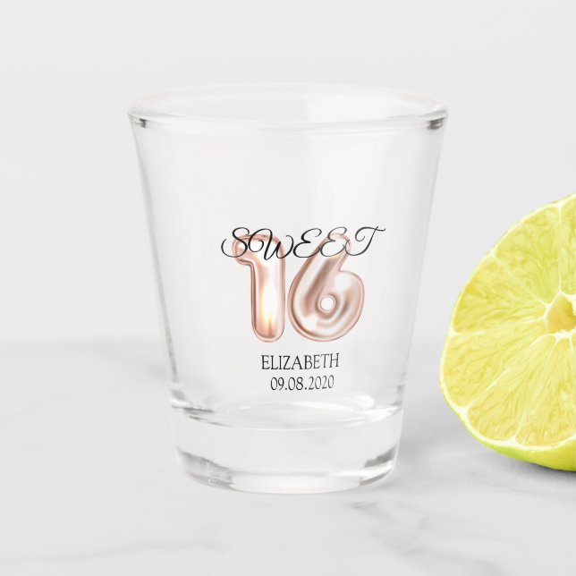 Sweet 16 Rose Gold Schnapsglas (Vorderseite)