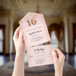 Sweet 16 Rose Gold Schwarz Funkeln Party UAWG All In One Einladung<br><div class="desc">Rose Gold,  rot gefärbt,  mit Imitaten Glitzer Glitzern im Inneren dekoriert. Personalisieren und fügen Sie ein Foto,  Namen,  Party,  UAWG,  Rücksendeadresse und Namen. Nummer 16 wird mit einer Ballon-Stilnummer geschrieben.</div>