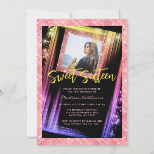 Sweet 16 Rose Gold Sparkle Glitzer Custom Foto Einladung