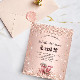 Sweet 16 Rose Gold Transport Budget Einladung Flyer