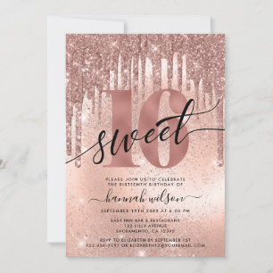 Sweet 16 Rose Gold Trendy Einladung