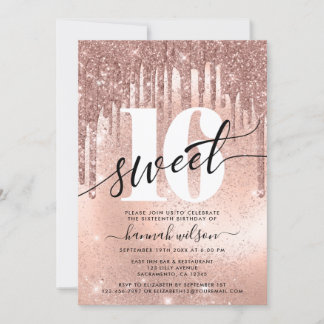 Sweet 16 Rose Gold Trendy Einladung