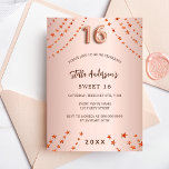 Sweet 16 Rose goldene Sterne elegant Einladungspostkarte<br><div class="desc">Für eine elegante Sweet 16,  16. Geburtstagsfeier. Eine Rose mit goldenem Farbverlauf. Mit Sternen dekoriert. Personalisieren und fügen Sie einen Namen,  Party Details,  Geburtsjahr. Der Name wird mit einem handgeschriebenen Stilskript geschrieben</div>