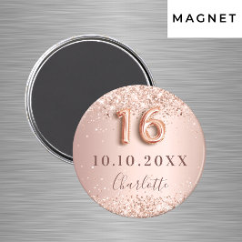 Sweet 16 Rose Goldrot Glitzer Save the Date Magnet