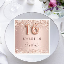 Sweet 16 Rose Goldrot Rosa Name elegant Serviette