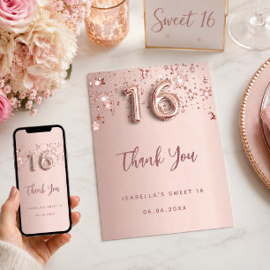 Sweet 16 Rose Goldstars Danke Karte