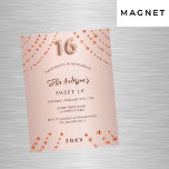 Sweet 16 Rose Goldstars Luxus Magneteinladung<br><div class="desc">Für eine elegante Sweet 16,  16. Geburtstagsfeier. Eine Rose mit goldenem Farbverlauf. Mit Sternen dekoriert. Personalisieren und fügen Sie einen Namen,  Party Details,  Geburtsjahr. Der Name wird mit einem handgeschriebenen Stilskript geschrieben</div>