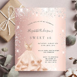 Sweet 16 Rose Silber Glitzer Einladung<br><div class="desc">Eine moderne,  stilvolle und glamouröse Einladung zu einer Sweet 16. Geburtstagsfeier. Ein Imitat Rose gold metallische Hintergrund mit Imitaten silbernen Glitzer und eine Rose Gold Ballgown. Der Name ist mit einem modernen handgeschriebenen Stilskript geschrieben. Personalisieren Sie Ihre Party-Daten und fügen Sie sie hinzu.</div>
