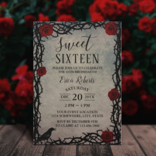 Sweet 16 Rose & Thorn Vintag Messe Geburtstag Einladung