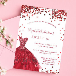 Sweet 16 rot weißes Kleid Luxus Einladung