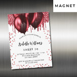 Sweet 16 rote Ballons weißer Luxus Magneteinladung<br><div class="desc">Für einen eleganten Sweet 16,  16. Geburtstag. Ein stilvoller weißer Hintergrund. Der Glitzer und die Ballons sind mit roten Imitaten geschmückt. Personalisieren und fügen Sie Namen,  Alter und Party Details hinzu. Der Name wird mit einem handgeschriebenen Stilskript geschrieben</div>