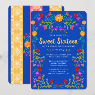 Sweet 16 Royal Blue Fiesta Blume 16. Einladung