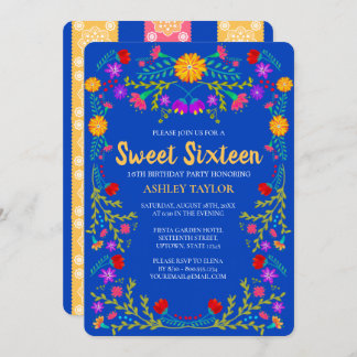 Sweet 16 Royal Blue Fiesta Blume 16. Einladung