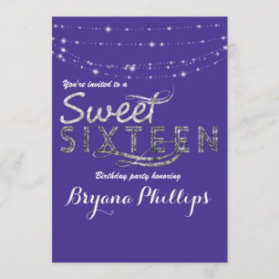 Sweet 16 Royal Blue Glitzer Sliver Party Glam Einladung