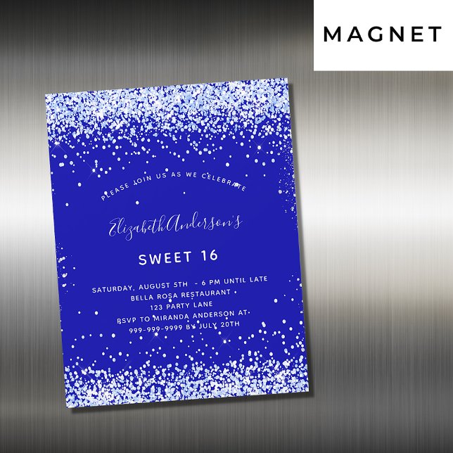 Sweet 16 Royal Blue Luxus Magneteinladung (Von Creator hochgeladen)