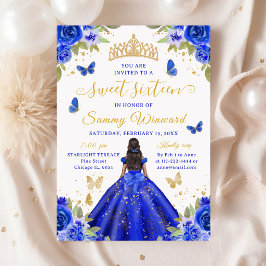 Sweet 16 Royal Blue Princess African American Girl Einladung