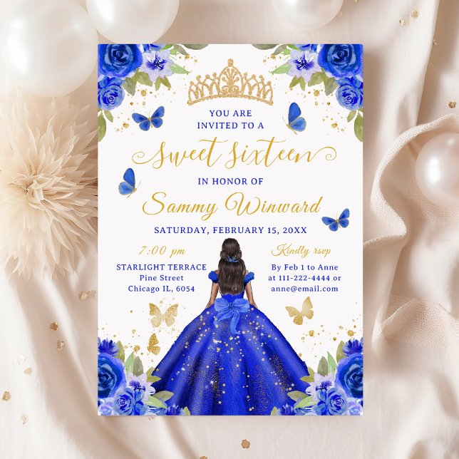 Sweet 16 Royal Blue Princess African American Girl Einladung (Von Creator hochgeladen)