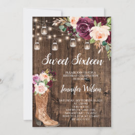 Sweet 16 Rustic Boho Blumenstrauß Lights Invitati Einladung