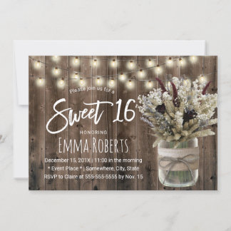 Sweet 16 Rustic Winter Floral Jar Barn Geburtstag Einladung