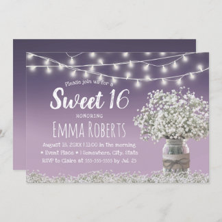 Sweet 16 Rustikale Babys Atemberaubende Blume Dust Einladung