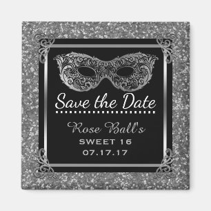 Sweet 16 Save the Date 16. Geburtstag Glam Silver Magnet