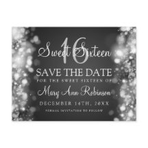 Sweet 16 "Save the Date" funkelnde Lichter Silber