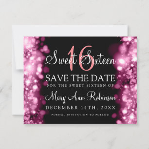 Sweet 16 "Save the Date" funkelnde Lights Blush Save The Date