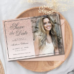 Sweet 16 Save the Date Rose Gold Glitzer Foto<br><div class="desc">Sweet 16. Geburtstag Einladung Save the Date Drehbuch Rose Gold Glitzer Ombre rot rosa Fotokarte.</div>
