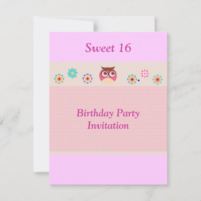 Sweet 16 Schale und Blume zum Geburtstag Einladung (Vorderseite)