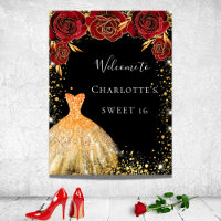 Sweet 16 Schwarz Gold Kleid Rot Blumenempfang