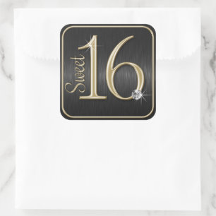 Sweet 16 Schwarz/Gold Metallic Look Stickers