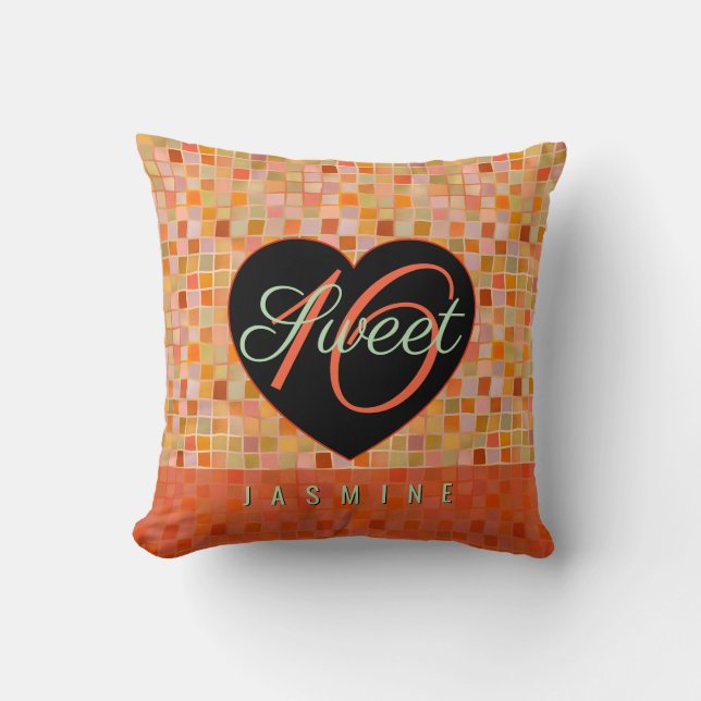 Sweet 16 Schwarz Herz Teeny Kissen (Vorderseite)