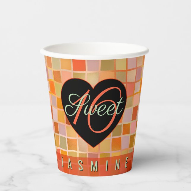 Sweet 16 Schwarz Herz Teeny Pappbecher (Vorderseite)