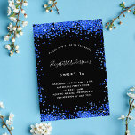 Sweet 16 Schwarz-Königsblau Einladungsmagnet Magnetkarte<br><div class="desc">Ein mädchenhafter und trendiger Sweet 16,  16. Geburtstagsmagnet. Ein schicker schwarzer Hintergrund. Dekoriert mit königsblauen Imitaten Glitzer,  Glitzern. Personalisieren und fügen Sie einen Namen und Party-Details hinzu. Der Name wird mit einem handgeschriebenen Stilskript geschrieben.</div>