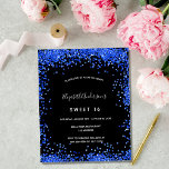 Sweet 16 Schwarz-Königsblau-Haushaltseinladung Flyer<br><div class="desc">Bitte beachten Sie, dass diese Einladung auf Flyer Papier und sehr dünn ist. Umschläge sind nicht enthalten. Für dickere Einladungen (gleiche Gestaltung) besuchen Sie bitte unseren Shop. Eine mädchenhafte und trendige Sweet 16, 16. Geburtstagsfeier. vorne: Ein schicker schwarzer Hintergrund. Dekoriert mit königsblauen Imitaten Glitzer Staub. Personalisieren und fügen Sie einen...</div>