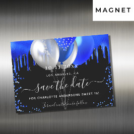 Sweet 16 schwarz königsblau speichern Sie den Datu Magneteinladung