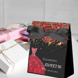 Sweet 16 Schwarz Rot Blume danke Geschenkschachtel