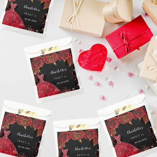 Sweet 16 schwarz rote Blume Geschenktütchen