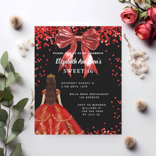 Sweet 16 schwarz rotes Kleid Einladung