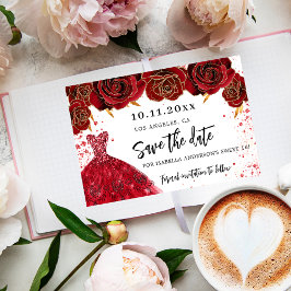 Sweet 16 schwarze goldene Kleiderfloralen glamourö Save The Date