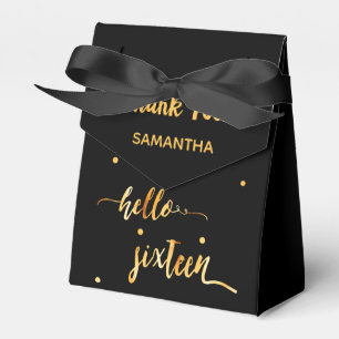 Sweet 16 schwarzes Gold hello 16 typografischer Na Geschenkschachtel