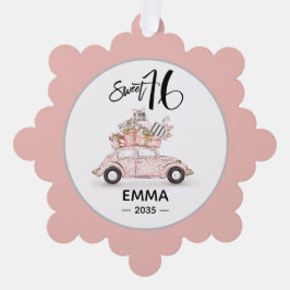 Sweet 16 Script Car Photo Snowflake Ornament