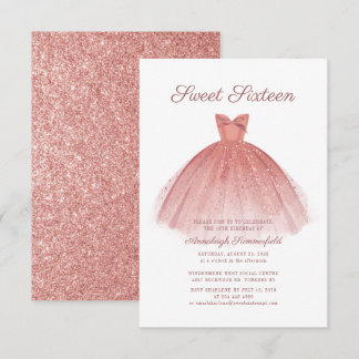 Sweet 16 Script Modern Dress Birthday Einladung