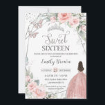 Sweet 16 Sechzehn Blush Pink Floral Silber Geburts Einladung<br><div class="desc">Personalisieren Sie diese hübsche Sweet 16 Birthday Einladung mit eigener Formulierung einfach und schnell,  einfach auf den Knopf Anpassen,  um den Stil und die Platzierung des Textes weiter zu ordnen und zu formatieren. Passende Artikel im Shop erhältlich! c) Das glückliche Cat Studio</div>