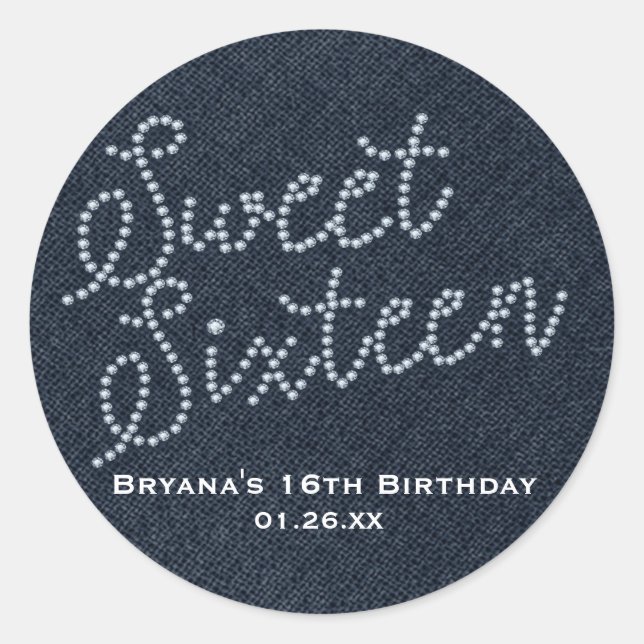Sweet 16 Sechzehn Diamant & Diamanten Sticker (Vorderseite)