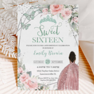 Sweet 16 Sechzehn Geburtstag Blush Bloral Minze Gr Einladung