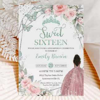 Sweet 16 Sechzehn Geburtstag Blush Bloral Minze Gr Einladung