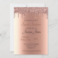 Sweet 16 Sechzehn Geburtstagsparty Rose Gold Tropf
