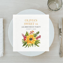 Sweet 16 Sechzehn Geburtstagsparty Sonnenblumen La Serviette